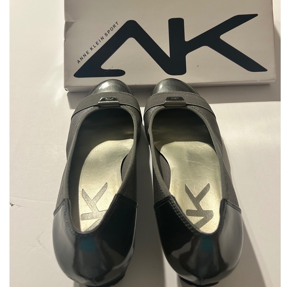 Anne Klein Sport Akbirta Pewter Metallic Wedge Pumps Shoes 8.5M 25020445-BG0
